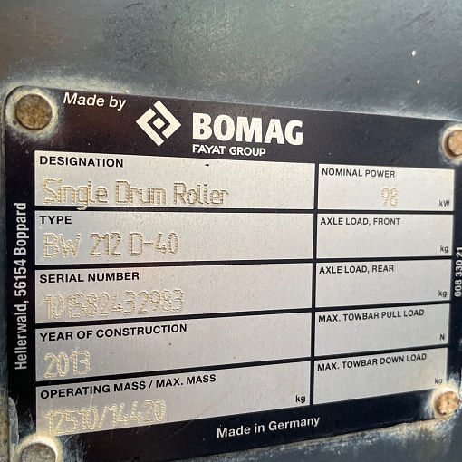 Каток Bomag 212 D-40